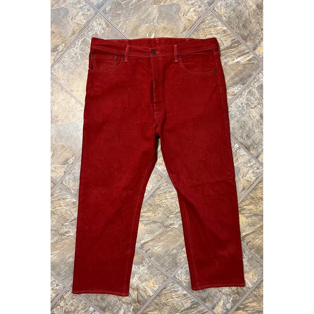 Levi's 501 Jeans Mens 40x30 Red Selvedge Button Fly Straight Leg